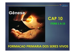 CAP 10
ITENS 1 A 15
FORMACAO PRIMARIA DOS SERES VIVOS
 