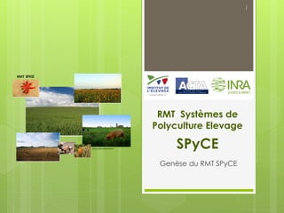 RMT Systèmes de
Polyculture Elevage
/
SPyCE
Genèse du RMT SPyCE
)
Source:www.photo-libre.fr
RMT SPYCE
 