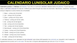 CALENDARIO LUNISOLAR JUDAICO
 