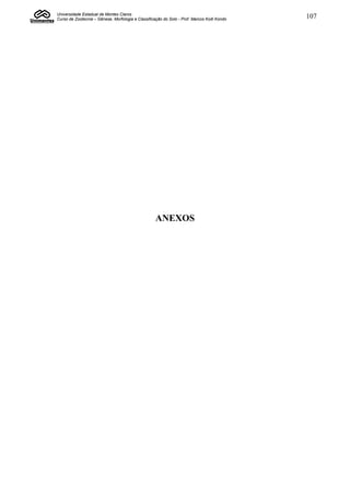 Universidade Estadual de Montes Claros
Curso de Zootecnia – Gênese, Morfologia e Classificação do Solo - Prof. Marcos Koiti Kondo   107




                                                    ANEXOS
 
