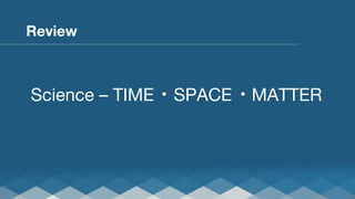 Review



Science – TIME

SPACE

MATTER

 