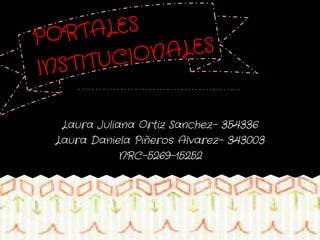 PORTALES
INSTITUCIONALES
Laura Juliana Ortiz Sanchez- 354336
Laura Daniela Piñeros Alvarez- 343003
NRC-5269-15252
 