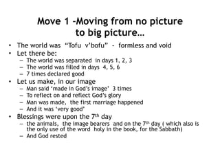 10 Accounts told 
generations, records..
• Prologue
– Genesis 1
• Creation
– Genesis 2:4 [ Adam and Eve ] This is the account of the heavens and the earth when they were created,
when the Lord God made the earth and the heavens.
• Flood
– Genesis 6:9 [ Noah and the Flood ] This is the account of Noah and his family. Noah was a righteous man,
blameless among the people of his time, and he walked faithfully with God.
• Nations
– Genesis 10:1 [ The Table of Nations ] This is the account of Shem, Ham and Japheth, Noah’s sons, who
themselves had sons after the flood.
• Shem
– Genesis 11:10 [ From Shem to Abram ] This is the account of Shem’s family line. Two years after the flood,
when Shem was 100 years old, he became the father of Arphaxad
• Terah Abram’s father
– Genesis 11:27 [ Abram’s Family ] This is the account of Terah’s family line. Terah became the father of
Abram, Nahor and Haran. And Haran became the father of Lot.
• Ishmael then Isaac
– Genesis 25:12 Ishmael’s Sons ] This is the account of the family line of Abraham’s son Ishmael, whom
Sarah’s slave, Hagar the Egyptian, bore to Abraha
– Genesis 25:19 [ Jacob and Esau ] This is the account of the family line of Abraham’s son Isaac. Abraham
became the father of Isaac,
• Essau , Essau’s line then Jacob
– Genesis 36:1 This is the account of the family line of Esau (that is, Edom).
– Genesis 36:9 This is the account of the family line of Esau the father of the Edomites in the hill country of
Seir.
– Genesis 37:2 This is the account of Jacob’s family line. Joseph, a young man of seventeen, was tending the
flocks with his brothers, the sons of Bilhah and the sons of Zilpah, his father’s wives, and he brought their
father a bad report about them.
 