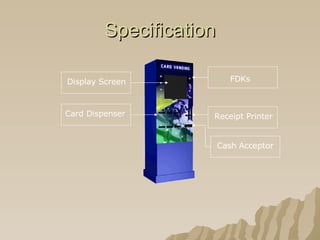 Specification Display Screen Card Dispenser FDKs Receipt Printer Cash Acceptor 