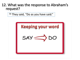 12. What was the response to Abraham’s
request?
5b They said, “Do as you have said.”
 