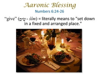 “give” ( - śîm) = literally means to "set down
in a fixed and arranged place."
‫שׂ‬ִ‫י‬‫ם‬
 