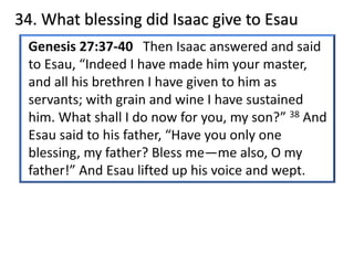 34. What blessing did Isaac give to Esau
 