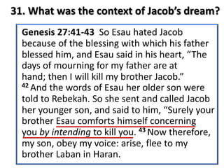 31. What was the context of Jacob’s dream?
 