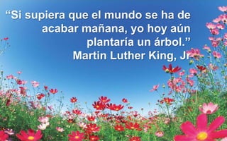 “Si supiera que el mundo se ha de
acabar mañana, yo hoy aún
plantaría un árbol.”
Martin Luther King, Jr
 