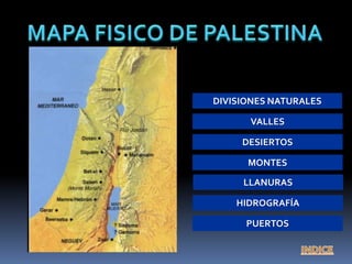 DIVISIONES NATURALES
VALLES
DESIERTOS
MONTES
LLANURAS
HIDROGRAFÍA
PUERTOS
 