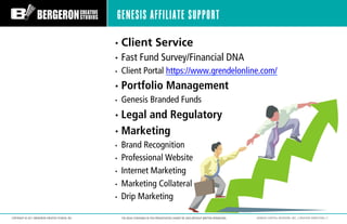 GENESIS AFFILIATE SUPPORT

                                                   •  Client                      Service
     ...