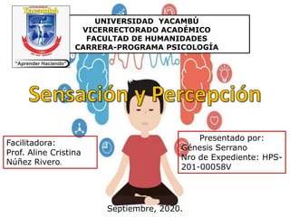 UNIVERSIDAD YACAMBÚ
VICERRECTORADO ACADÉMICO
FACULTAD DE HUMANIDADES
CARRERA-PROGRAMA PSICOLOGÍA
Presentado por:
Génesis Serrano
Nro de Expediente: HPS-
201-00058V
Facilitadora:
Prof. Aline Cristina
Núñez Rivero.
Septiembre, 2020.
 