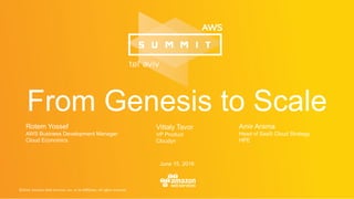 Rotem Yossef
AWS Business Development Manager
Cloud Economics
June 15, 2016
From Genesis to Scale
Vittaly Tavor
VP Product
Cloudyn
Amir Arama
Head of SaaS Cloud Strategy
HPE
 
