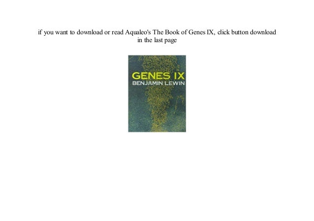 Genes Iv Benjamin Lewin