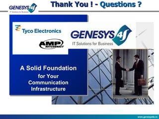 Thank You ! -  Questions ? A Solid Foundation for Your Communication Infrastructure 