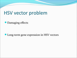 HSV vector problem
Damaging effects
Long-term gene expression in HSV vectors
 