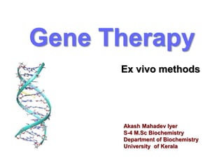 Ex vivo methods
Akash Mahadev Iyer
S-4 M.Sc Biochemistry
Department of Biochemistry
University of Kerala
 