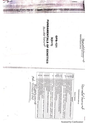 Genetics Note Bsc Fundamental of Genetic Bsc ag short notes | PDF