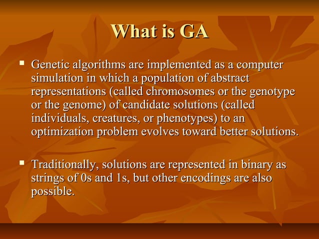 Genetic algorithms | PPT