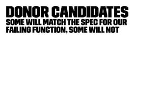 Donor CandidatesSomewillmatchthe spec for our
failing function, somewillnot
 
