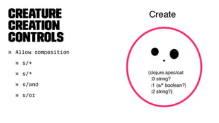 Creature
Creation
Controls
» Allow composition
» s/+
» s/*
» s/and
» s/or
 