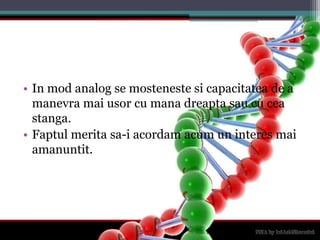 In mod analog se mostenestesicapacitatea de a manevramaiusor cu manadreaptasau cu ceastanga.Faptulmeritasa-iacordamacum un interesmaiamanuntit.