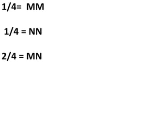 1/4=  MM 1/4 = NN 2/4 = MN 