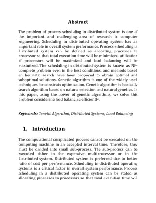 Genetic Algorithm for Process Scheduling | PDF