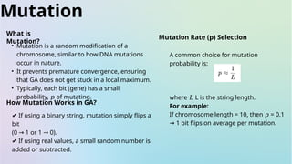 Mutation Probability Genetic Algorithms in Machine Learning Concept | PPTX
