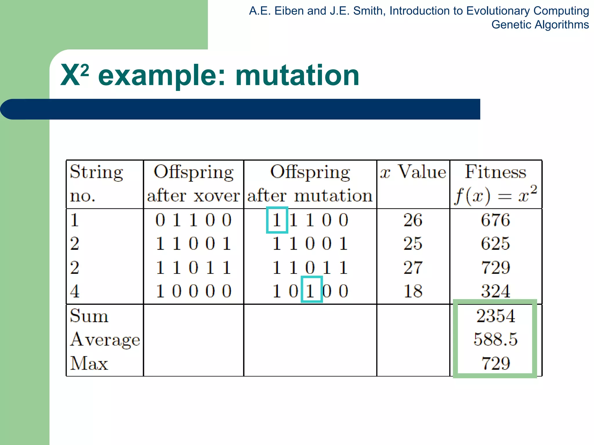 X 2  example: mutation 