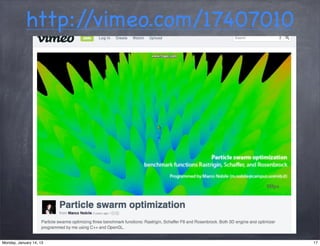 http://vimeo.com/17407010




Monday, January 14, 13                  17
 