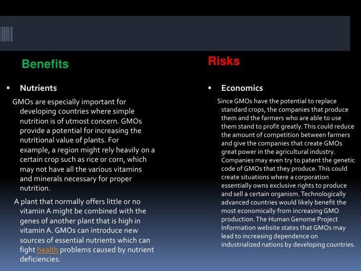 Essay on the pros and cons of gmo