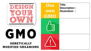 Title:
Description :
Illustration :
Our
own
GMO
 