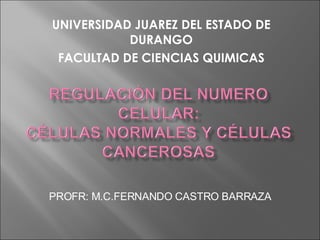 UNIVERSIDAD JUAREZ DEL ESTADO DE DURANGO FACULTAD DE CIENCIAS QUIMICAS PROFR: M.C.FERNANDO CASTRO BARRAZA 