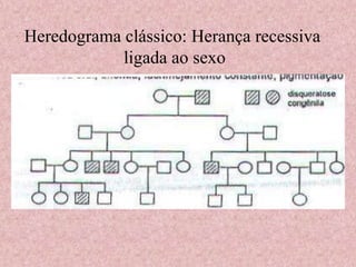 Heredograma clássico: Herança recessiva
ligada ao sexo
 