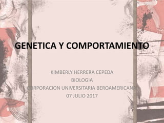GENETICA Y COMPORTAMIENTO
KIMBERLY HERRERA CEPEDA
BIOLOGIA
CORPORACION UNIVERSITARIA BEROAMERICANA
07 JULIO 2017
 