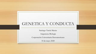GENETICA Y CONDUCTA
Santiago Varela Macías
Asignatura: Biología
Corporación Universitaria Iberoamericana
10 de mayo 2020
 