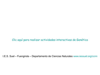 Clic aquí para realizar actividades interactivas de Genética
I.E.S. Suel – Fuengirola – Departamento de Ciencias Naturales www.iessuel.org/ccnn
 