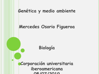 Genética y medio ambiente
Mercedes Osorio Figueroa
Biología
Corporación universitaria
iberoamericana
 