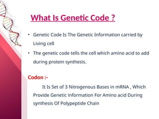 Genetic code definition and genetic code table | PPTX