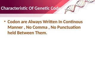 Genetic code definition and genetic code table | PPTX