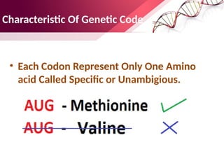 Genetic code definition and genetic code table | PPTX