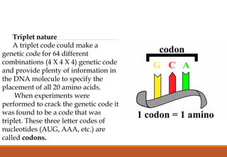 Commaless
The genetic code is commaless, which means that no codon is
reserved for punctuations. It means that after one a...