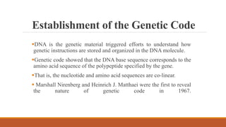 Genetic code deciphering propertie and code dictionary. | PPTX ...