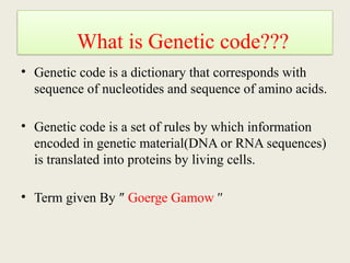 THE CONCEPT OF GENE AND genetic code ppt | PPTX