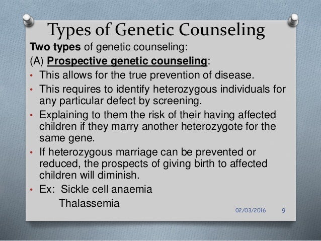 Genetic counseling & prenatal diagnosis
