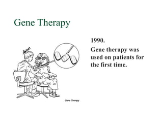 Gene Therapy
               1990.
               Gene therapy was
               used on patients for
               the first time.
 