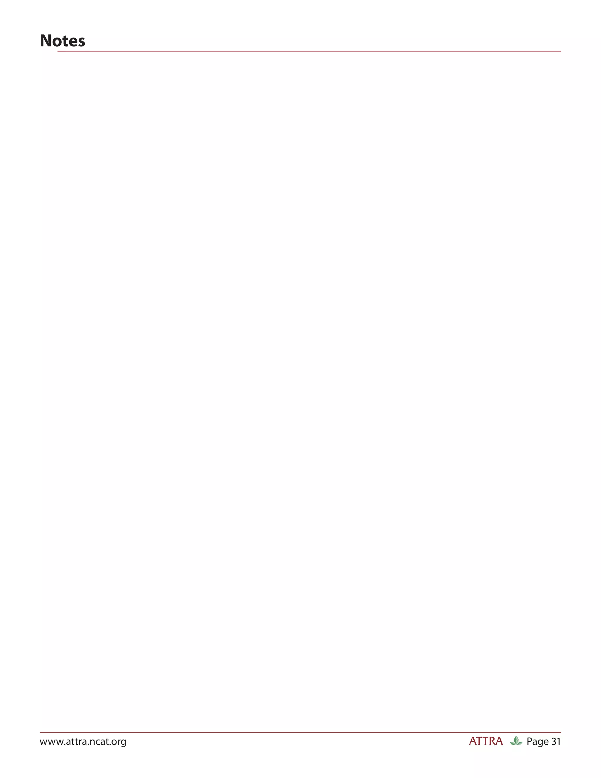 Notes




www.attra.ncat.org   ATTRA   Page 31
 