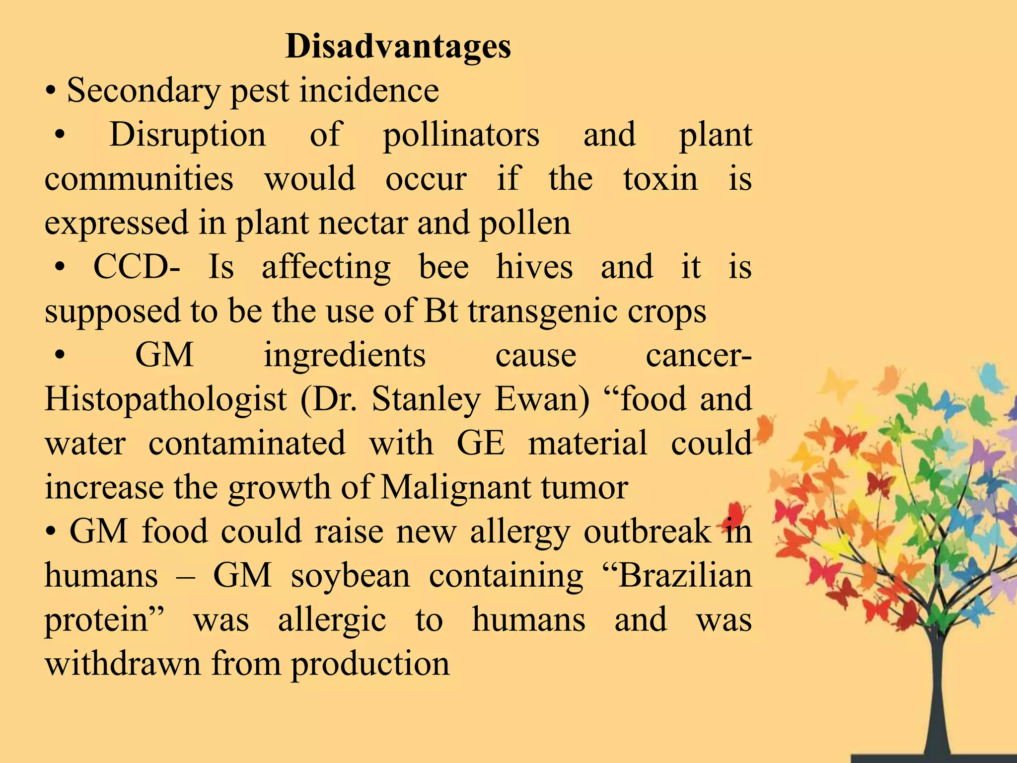 Genetic Engineering Drawbacks Plant Genetic engineering ,Basic steps ,Advantages and disadvantages | PPTX