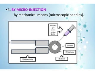 •4. BY MICRO-INJECTION
By mechanical means (microscopic needles).
 